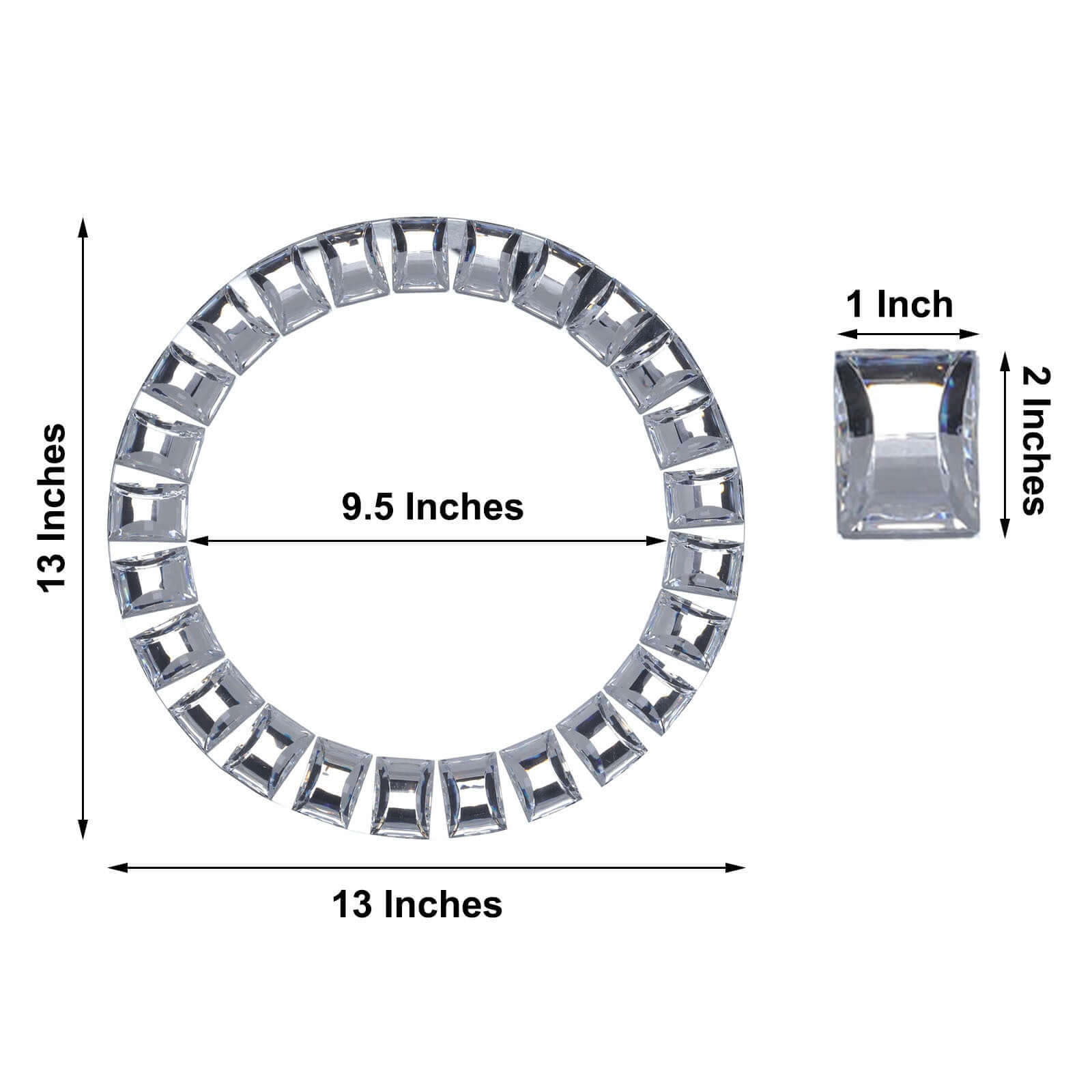 2-Pack Glass Mirror Charger Plates 13" Round Silver with Jeweled Rim - Premium Decorative Dinner Party Charger Tableware - Image 3